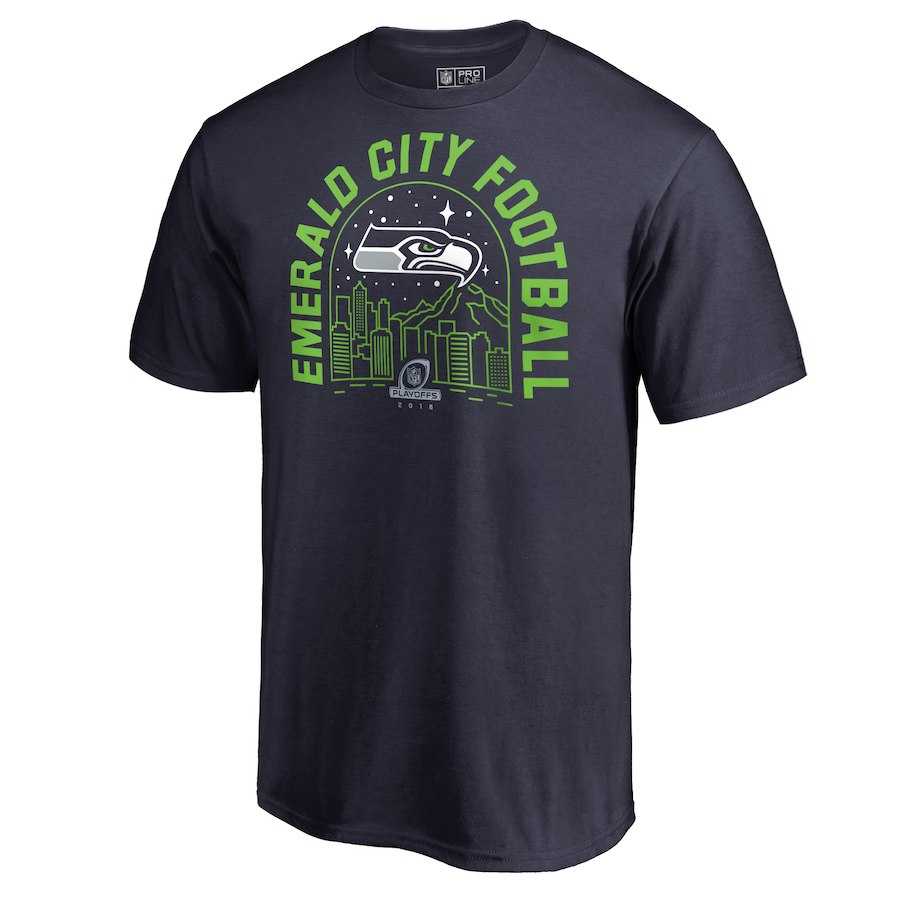 Men's Seahawks Navy 2018 NFL Playoffs Emerald City Football T-Shirt,We sell and wholesale Men's Seahawks Navy 2018 NFL Playoffs Emerald City Football T-Shirt on line form chian!